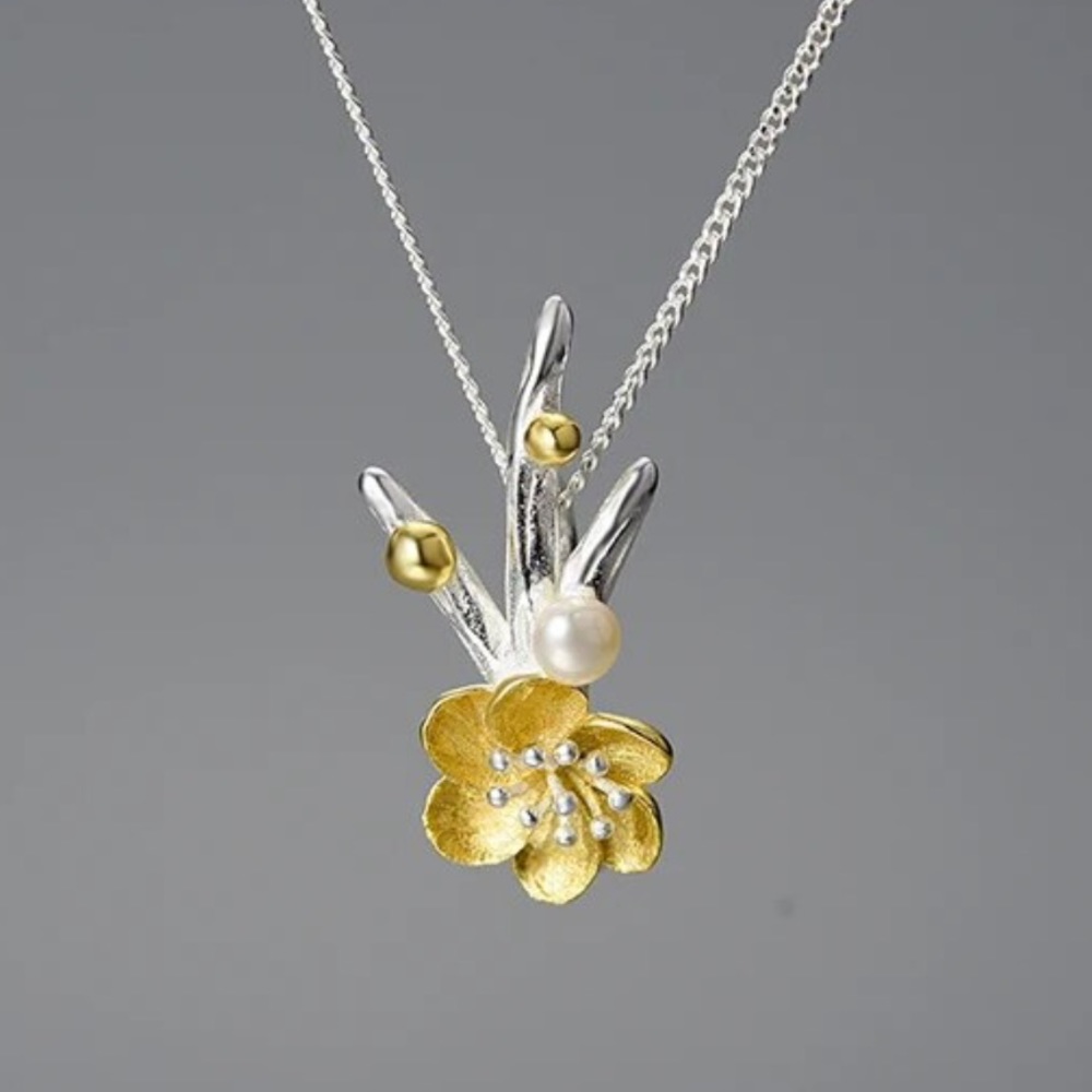 Artisan Handmade 925 Silver Natural Pearl Flower The Zaidea Necklace - Picture 10 of 12